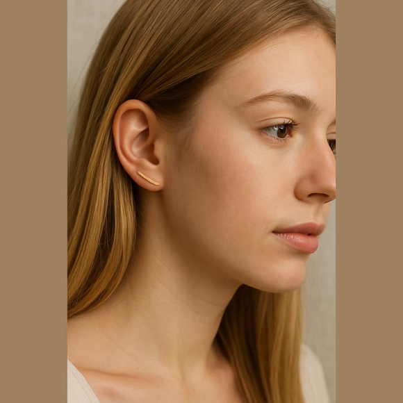 None Jewelry - 14K Yellow Gold Threader Earrings Minimalist